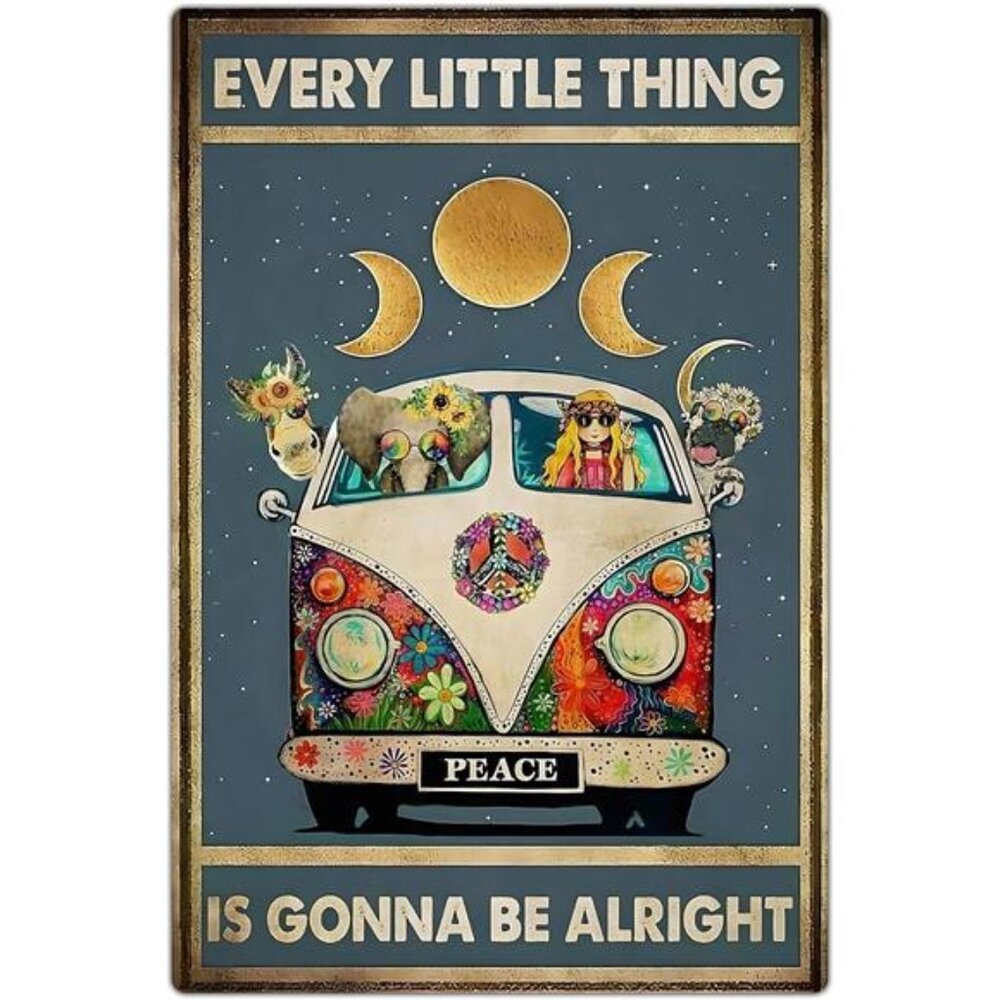 Retro Hippie Decor Wall Art Poster - "Every Little Thing is Gonna Be Alright"
